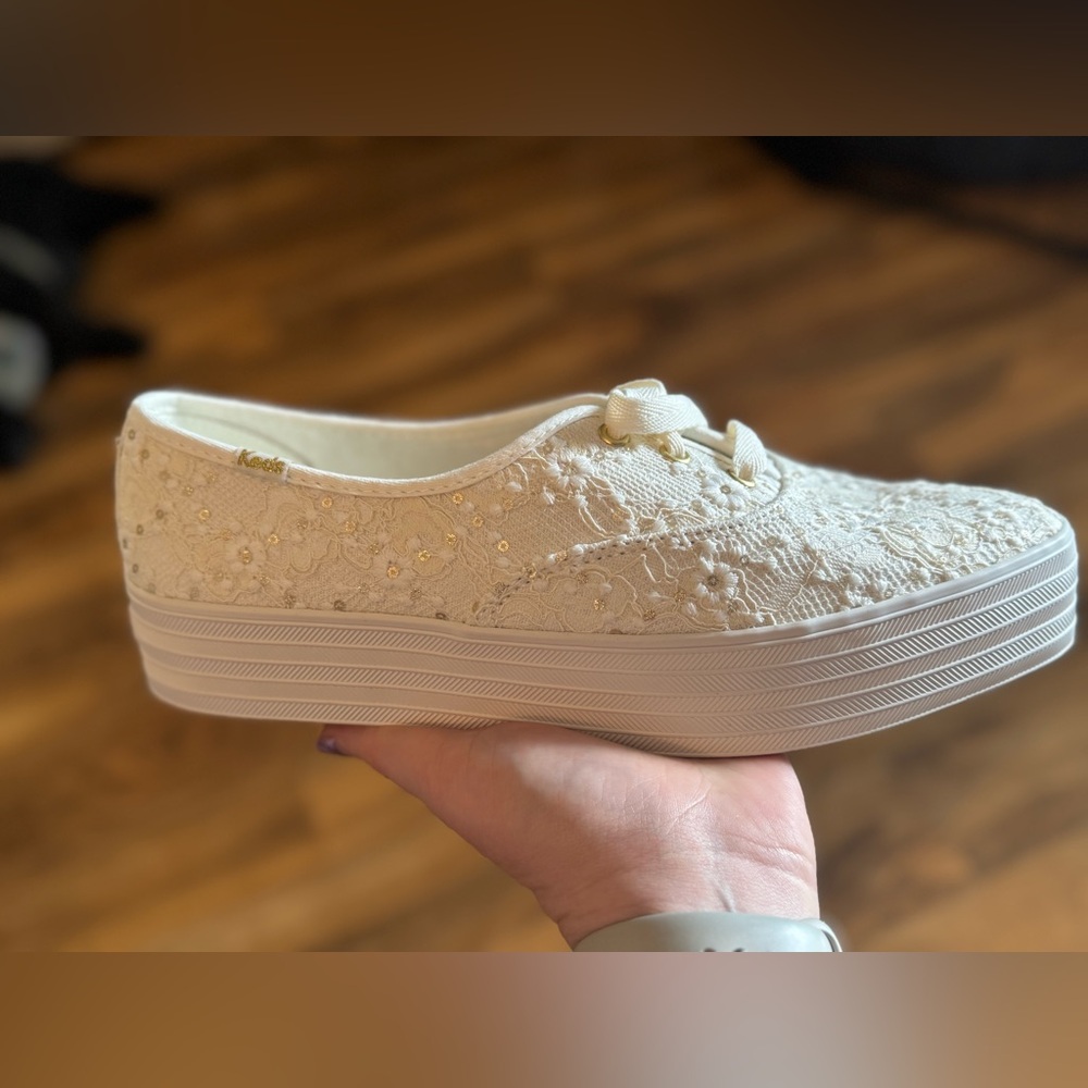 Keds Ivory Lace Platform Sneakers
